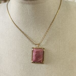 Gold Rhodonite Pendant Necklace
